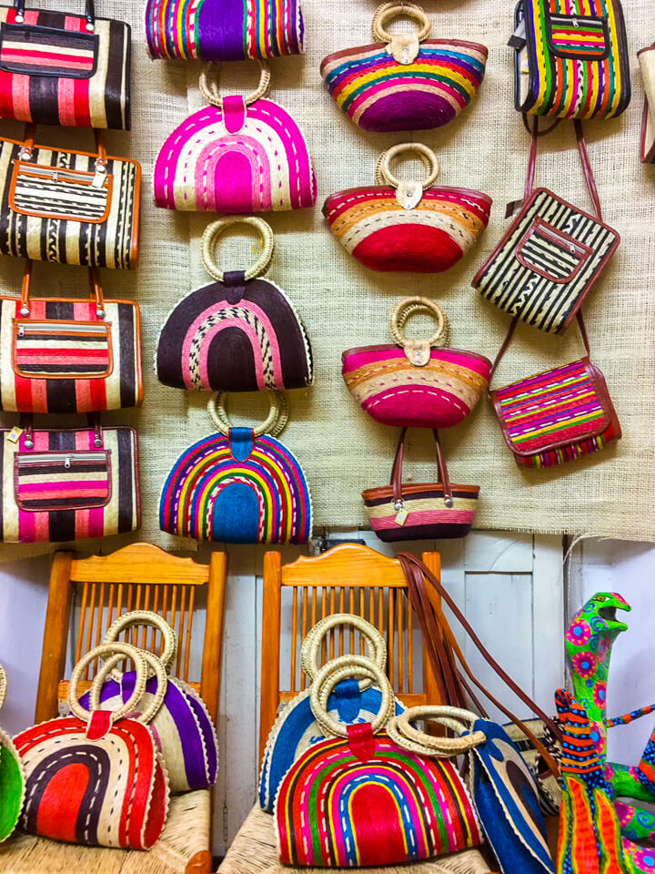 Handmade colorful bags in Mexico